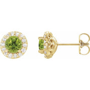 14K Yellow Natural Peridot & 1/3 CTW Natural Diamond Earrings