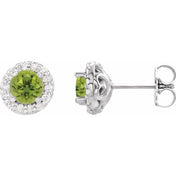 Sterling Silver Natural Peridot & 1/3 CTW Natural Diamond Earrings