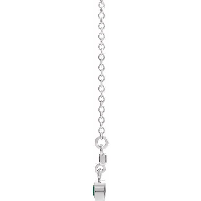 Sterling Silver Lab-Grown Emerald Bezel-Set Bar 16" Necklace