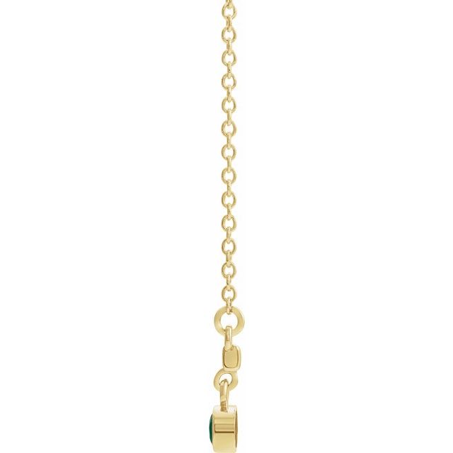 14K Yellow Lab-Grown Emerald Bezel-Set Bar 16" Necklace