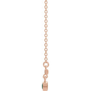 14K Rose Lab-Grown Emerald Bezel-Set Bar 16" Necklace