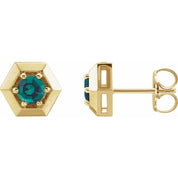 14K Yellow Lab-Grown Alexandrite Geometric Earrings