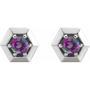 Sterling Silver Lab-Grown Alexandrite Geometric Earrings