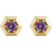 14K Yellow Lab-Grown Alexandrite Geometric Earrings