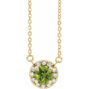 14K Yellow 3 mm Natural Peridot & .03 CTW Natural Diamond 16" Necklace