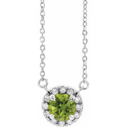 Sterling Silver 3.5 mm Natural Peridot & .03 CTW Natural Diamond 18" Necklace