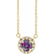14K Yellow 4.5 mm Lab-Grown Alexandrite & .05 CTW Natural Diamond 18" Necklace