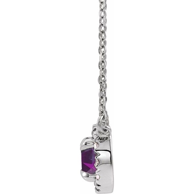 Sterling Silver 3 mm Lab-Grown Alexandrite & .03 CTW Natural Diamond 18" Necklace