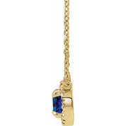 14K Lab-Grown Blue Sapphire & Natural Diamond Necklace in Gold with Various Gemstone Sizes