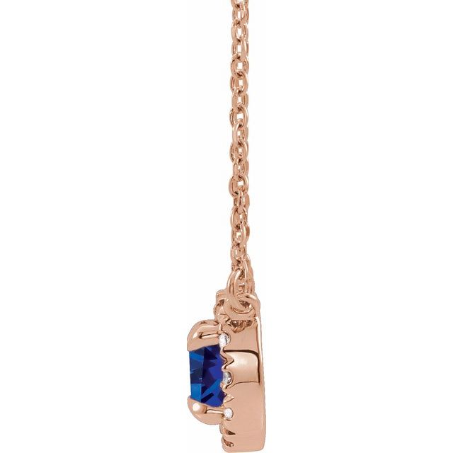 14K Lab-Grown Blue Sapphire & Natural Diamond Necklace in Gold with Various Gemstone Sizes