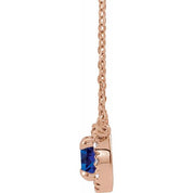 14K Lab-Grown Blue Sapphire & Natural Diamond Necklace in Gold with Various Gemstone Sizes