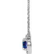 14K Lab-Grown Blue Sapphire & Natural Diamond Necklace in Gold with Various Gemstone Sizes