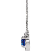 Platinum 5.5 mm Lab-Grown Blue Sapphire 1/10 CTW Natural Diamond 16" Necklace