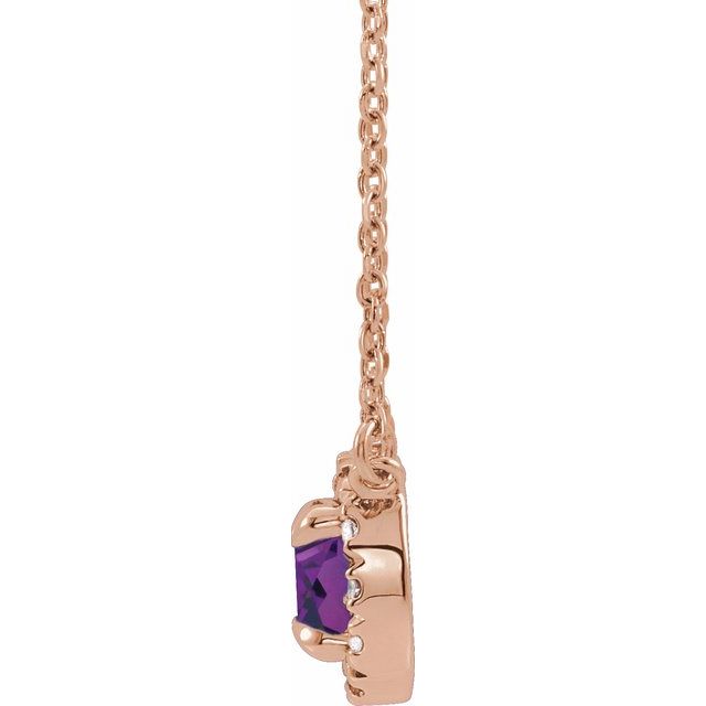 14K Rose 3.5 mm Lab-Grown Alexandrite & .03 CTW Natural Diamond 18" Necklace