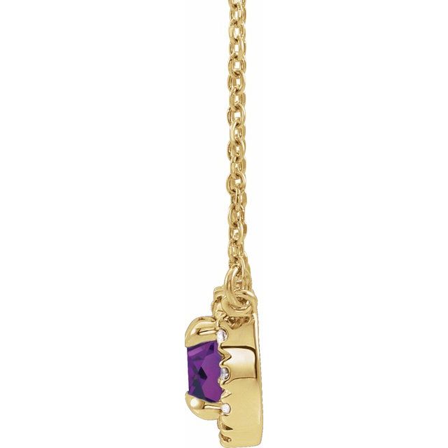 14K Yellow 3 mm Lab-Grown Alexandrite & .03 CTW Natural Diamond 16" Necklace