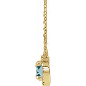 14K Yellow 3.5 mm Natural Aquamarine & .03 CTW Natural Diamond 18" Necklace