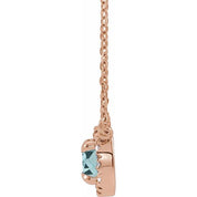 14K Rose 5 mm Natural Aquamarine & 1/10 CTW Natural Diamond 18" Necklace