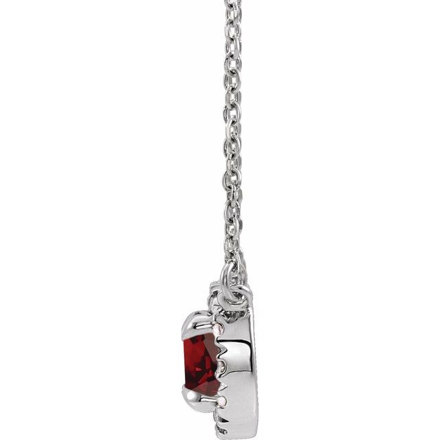 Sterling Silver 5 mm Natural Mozambique Garnet & 1/10 CTW Natural Diamond 18" Necklace