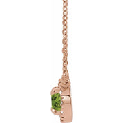 14K Rose 3 mm Natual Peridot & .03 CTW Natual Diamond 16" Necklace
