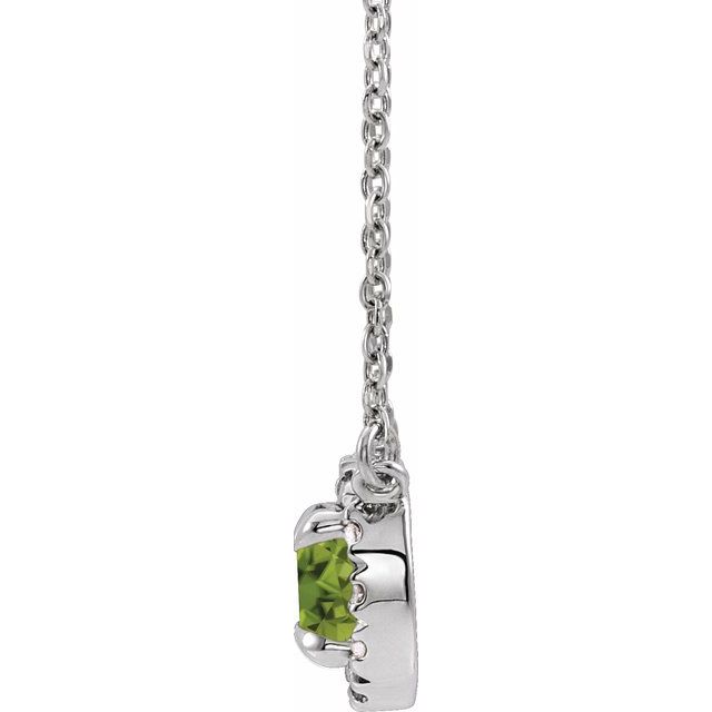 Sterling Silver 5.5 mm Natural Peridot 1/10 CTW Natural Diamond 16" Necklace