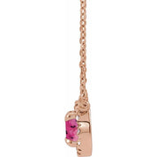 14K Rose 5 mm Natural Pink Tourmaline & 1/10 CTW Natural Diamond 16" Necklace
