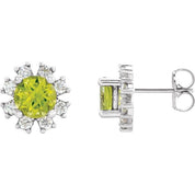 Lab-Grown Gemstone and Natural Diamond Snowflake Halo Stud Earrings Series 2000028