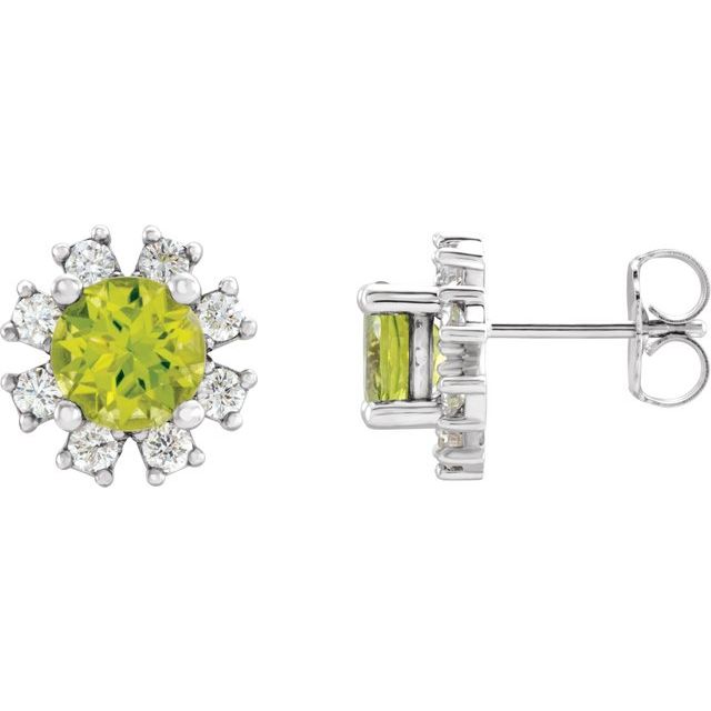Lab-Grown Gemstone and Natural Diamond Snowflake Halo Stud Earrings Series 2000028