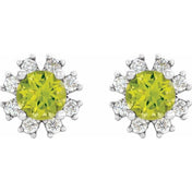 Lab-Grown Gemstone and Natural Diamond Snowflake Halo Stud Earrings Series 2000028