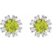 Lab-Grown Gemstone and Natural Diamond Snowflake Halo Stud Earrings Series 2000028