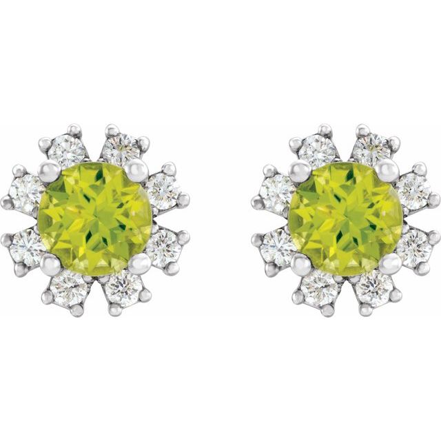 Lab-Grown Gemstone and Natural Diamond Snowflake Halo Stud Earrings Series 2000028