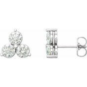 Sterling Silver 1/4 CTW Natural Diamond Three-Stone Earrings
