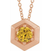 14K Rose Natural Citrine Geometric 16-18" Necklace
