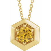 14K Yellow Natural Citrine Geometric 16-18" Necklace