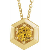 14K Yellow Natural Citrine Geometric 16-18" Necklace