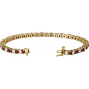 14K Yellow Natural Ruby & 2 1/3 CTW Natural Diamond Line 7" Bracelet