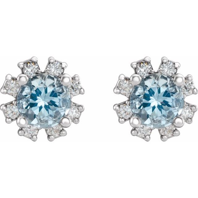 Lab-Grown Gemstone and Natural Diamond Snowflake Halo Stud Earrings Series 2000028