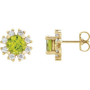 Lab-Grown Gemstone and Natural Diamond Snowflake Halo Stud Earrings Series 2000028