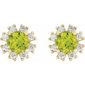 Lab-Grown Gemstone and Natural Diamond Snowflake Halo Stud Earrings Series 2000028