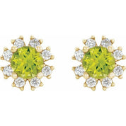 Lab-Grown Gemstone and Natural Diamond Snowflake Halo Stud Earrings Series 2000028