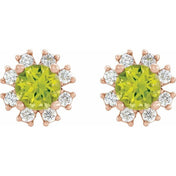 Lab-Grown Gemstone and Natural Diamond Snowflake Halo Stud Earrings Series 2000028