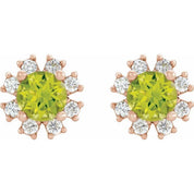 Lab-Grown Gemstone and Natural Diamond Snowflake Halo Stud Earrings Series 2000028