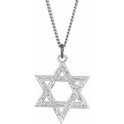 Sterling Silver  20x18 mm Star of David 18" Necklace