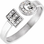 Sterling Silver Personalized Diamond Initial Ring