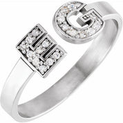 Personalized Diamond Initial Ring in Gold and Sterling Silver with 10K and 14K Options