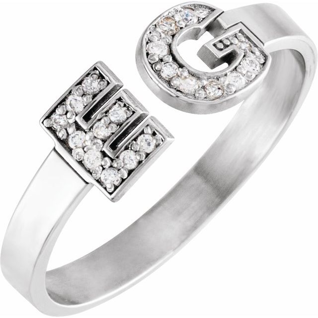 Personalized Diamond Initial Ring in Gold and Sterling Silver with 10K and 14K Options