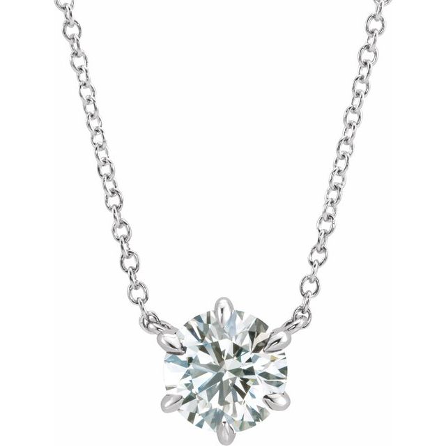 14K Gold Lab-Grown Diamond 6-Prong Claw Necklace Center
