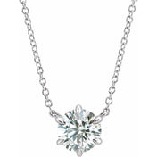 14K Gold Lab-Grown Diamond 6-Prong Claw Necklace Center