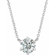 14K Gold Lab-Grown Diamond 6-Prong Claw Necklace Center