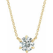 14K Gold Lab-Grown Diamond 6-Prong Claw Necklace Center