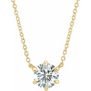 14K Gold Lab-Grown Diamond 6-Prong Claw Necklace Center